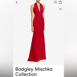 Badgley Mischka Collection V neck column gown NWT deep red size 14 style EG2828